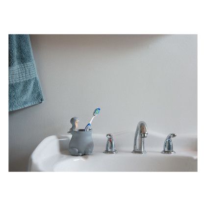 Custom Hippo Pen Holder - Holding Toothbrush by Sink