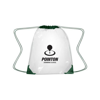 Custom Clear EVA Drawstring Backpack - Clear with Forest Green