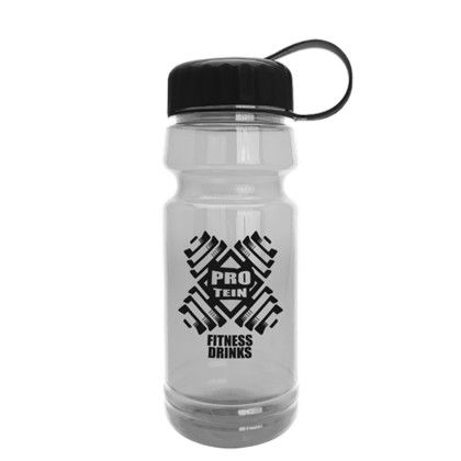 The Backer - Custom 24 oz. Transparent Water Bottle with Tethered Lid - Clear with Black