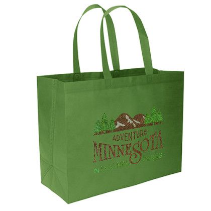 Custom Non-Woven Value Budget Tote - Sparkle Imprint - Grass Green