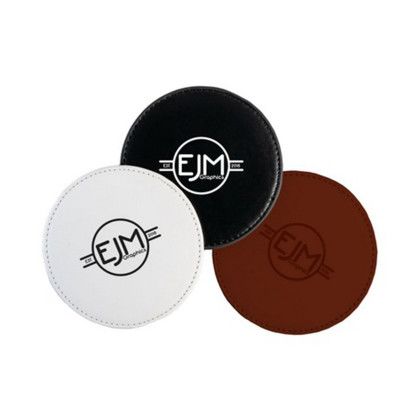 Custom Faux Leather Brown Round Coaster