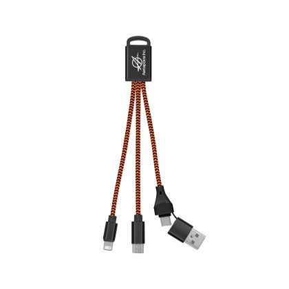 Custom 3-In-1 Braided Charging Buddy 2.0 - Orange