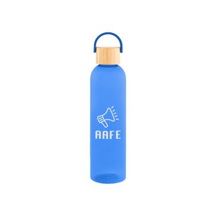 Custom 32 Oz. Jeffrey RPET Bottle With Bamboo Lid And Easy Carry Handle - Translucent Blue