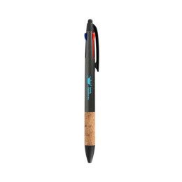 Custom Custom 3 Color Pen w/ Cork Grip - Black