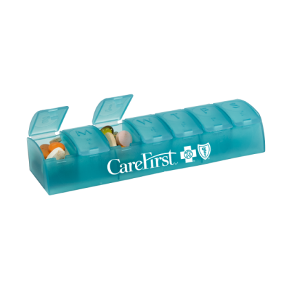 Custom Quick Care 7-Day Med Minder - Translucent Aqua