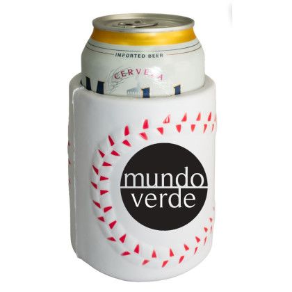 Custom Baseball Can Cooler - Holding Can