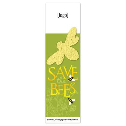 Custom Seed Paper Shape Bookmark - Save the Bees - Design A