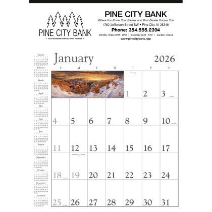 Custom Printed Decorator Memo Wall Calendar White