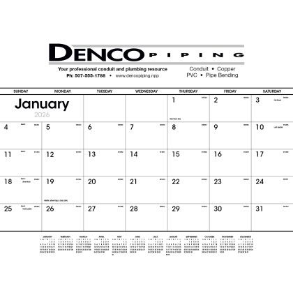 Black and White Desk Pad Calendar Customized