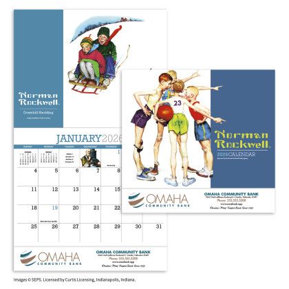 Custom Norman Rockwell Appointment Calendar - Stapled with Logo Imprint