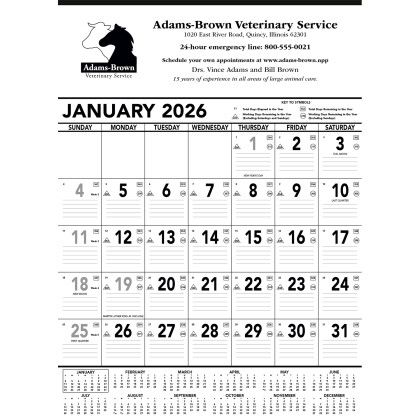 Imprinted Wall Calendar - Black & White