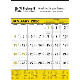 Wall Calendar with Yellow Accent and Imprinted Logo