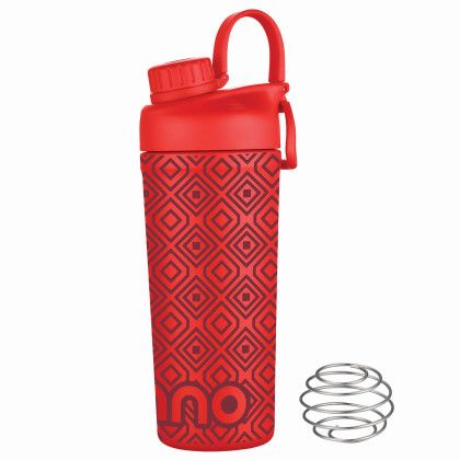 Custom 27 oz Shaker & Water Bottle with Stainless Steel Agitator - Red 