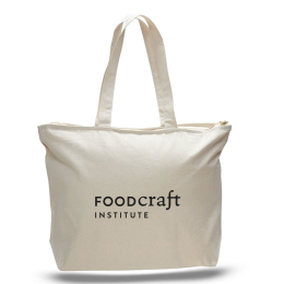 Custom Zipper Tote Bag - Natural