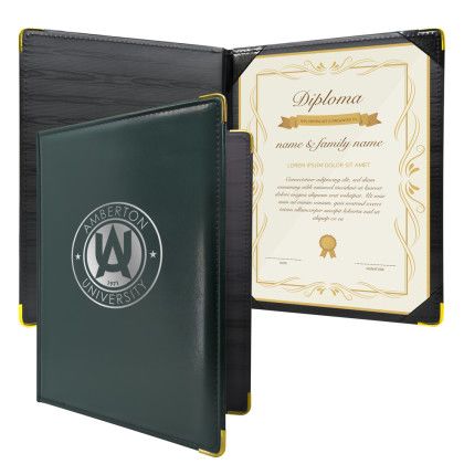 Custom Diploma Holder Deluxe Portrait - Green Custom Diploma Holder Deluxe Portrait - Green