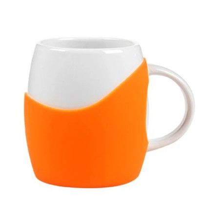 Custom Rotunda Ceramic Mug with Grip - Orange