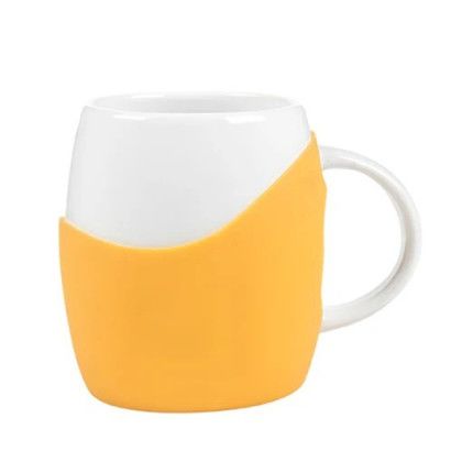 Custom Rotunda Ceramic Mug with Grip - Peach