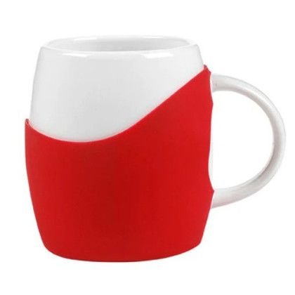 Custom Rotunda Ceramic Mug with Grip - Red