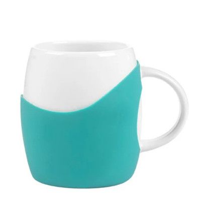 Custom Rotunda Ceramic Mug with Grip - Teal