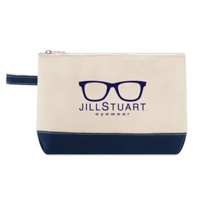 Custom Cosmetic Pouch - Natural with Navy