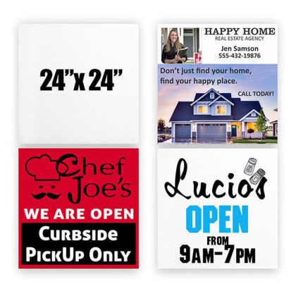 24" x 24" Full Color Corrugated Plastic Signs