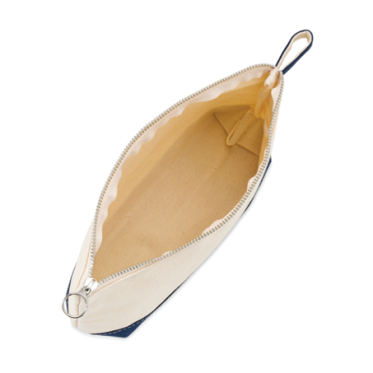 Custom Cosmetic Pouch - Natural with Navy - Interior