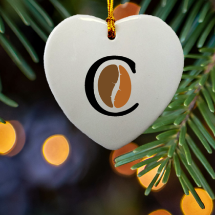 Custom Printed Ceramic Heart Ornament