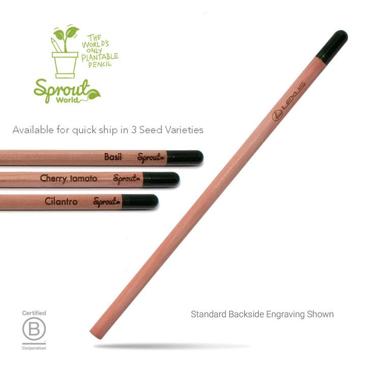 Engraved Sprout Pencil | Promotional Eco-Friendly Pencils in Bulk