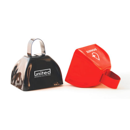 3" Cowbells with Custom Logo - Side View