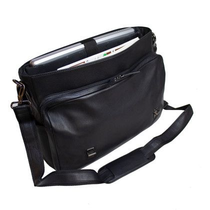 Custom Marshall Leather Briefcase - Black side