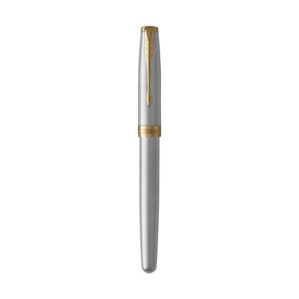 Custom Parker Sonnet Rollerball -Stainless steel-Gold Trim Closed