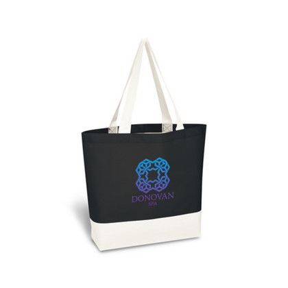 Custom Charisma Laminated Non-Woven Tote Bag - Black With White - Added Fee for Full-Color Imprint Custom Charisma Laminated Non-Woven Tote Bag - Black With White - Added Fee for Full-Color Imprint