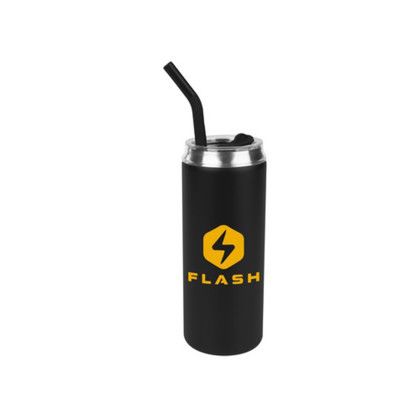 Custom 20 Oz. Can Shaped Stainless Steel Tumbler - Black