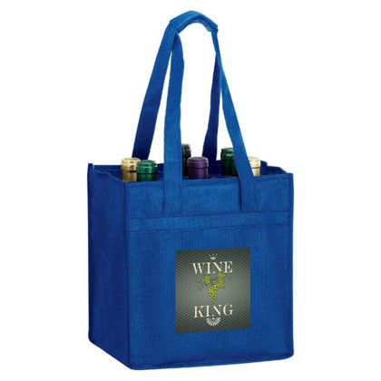 Vineyard Six Bottle Wine Bag - 4-Color Process-ROYAL BLUE