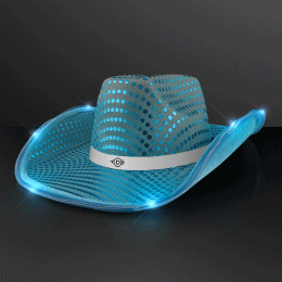 Light Up Turquoise Cowboy Hat with Custom Imprint