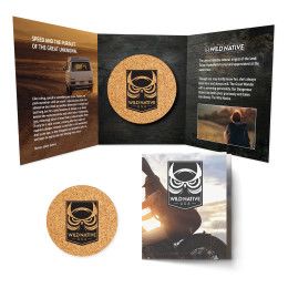 Custom Tek Booklet 2 With Round Cork Coaster