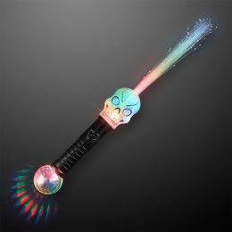 Custom Fiber Optic Light Up Skull Wands 15" - Multicolor