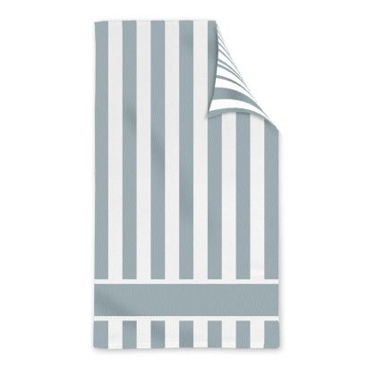 Custom Double Sided Cabana Stripe Beach Towel - Gray