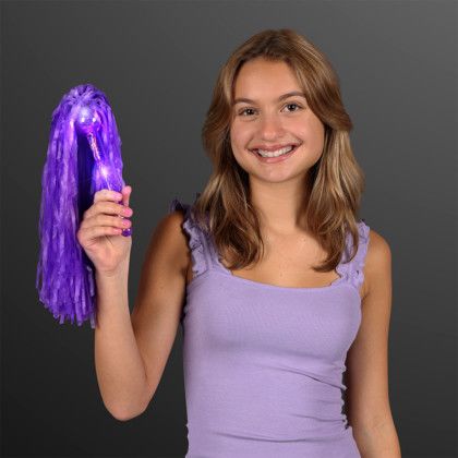 Custom Light Up Team Spirit White Pom Poms - Purple Model Custom Light Up Team Spirit White Pom Poms - Purple Model