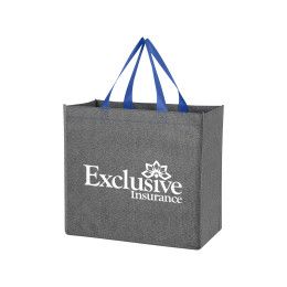 Custom Non-Woven Cody Tote Bag - Gray With Blue 