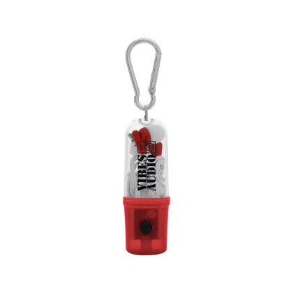 Custom Earbuds With Flashlight Case - Transcluent Red 