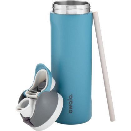 Custom 24 oz Owala Freesip - Blue Oasis Lid Removed and Drinking Straw