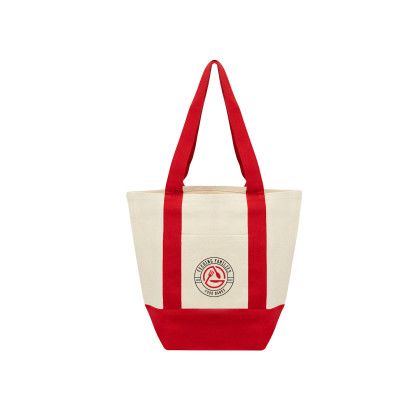 Custom Small Starboard Recycled Cotton Canvas Tote - natural with red