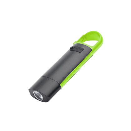 Custom Rechargeable Carabiner COB Flashlight - Black with lime