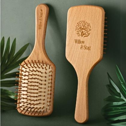 Custom Wood Paddle Hairbrush with Imprint