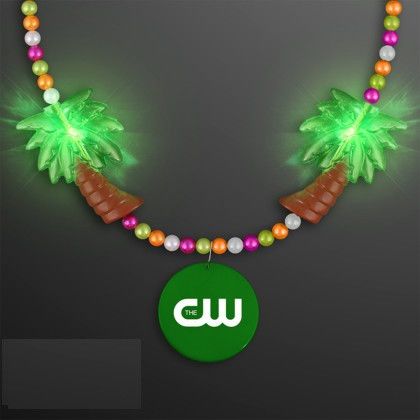 Custom Light-Up Palm Trees Vacation Beads With Green Medallion