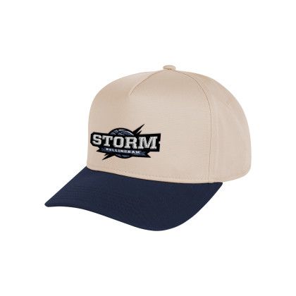 Custom Two-Tone Strike Zone Cap - Natural with forest navy
