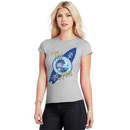 Custom Women's Hi Def T Shirt - Model wearing Sports Grey Tshirt 