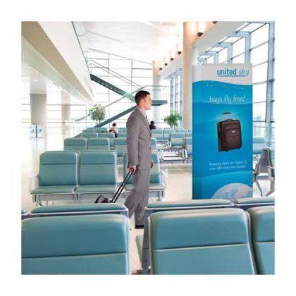 Custom 3' Straight Splash Floor Display 4-Sided Graphic Panel (Recycled Polyester) - In Use