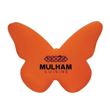 Custom Butterfly Orange Stress Reliever - Back with Logo Imprint Custom Butterfly Orange Stress Reliever - Back with Logo Imprint